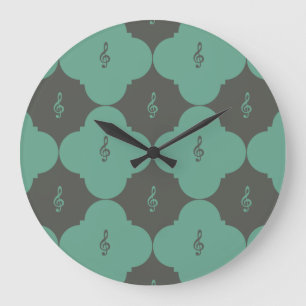 Treble Clef Quatrefolienmuster Große Wanduhr