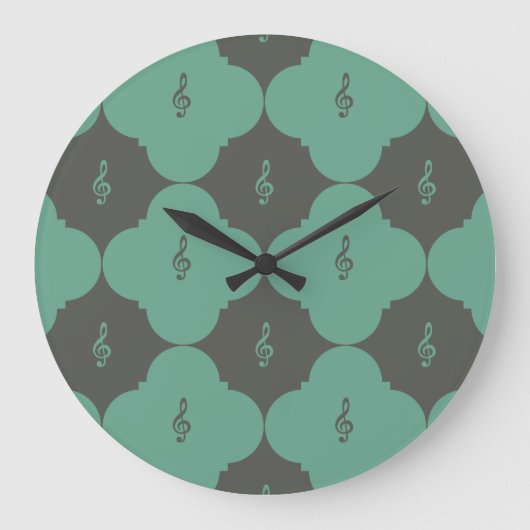 Treble Clef Quatrefolienmuster Große Wanduhr (Vorderseite)