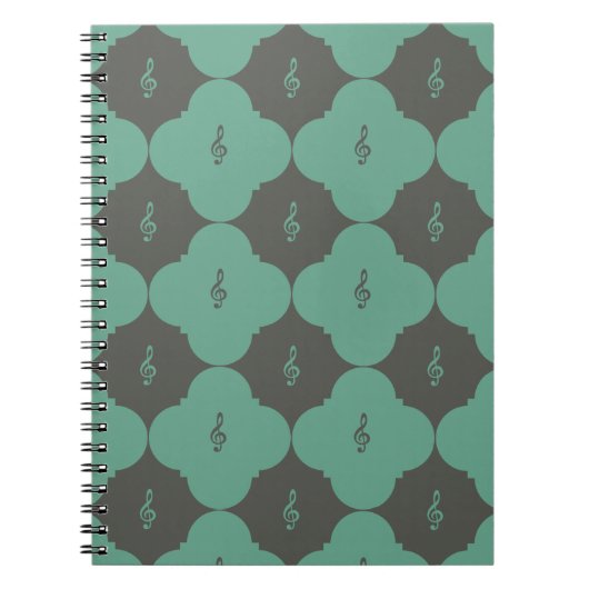 Treble Clef Quatrefolienmuster Notizblock (Vorderseite)