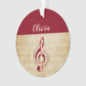 Treble Clef Red Vintag Music Name Ornament (Vorderseite)