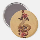 Treble Clef-Rose Magnet (Vorderseite/Rückseite)