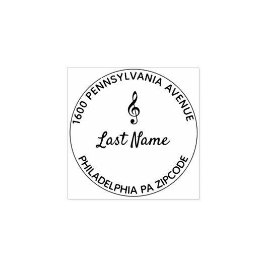 Treble Clef Round Gummistempel (Prägung)