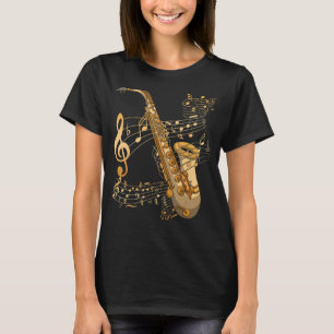 Treble Clef Saxophonist Musiknotens Jazz Musician T-Shirt