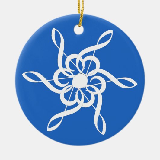 Treble Clef Snowflake Keramik Ornament (Vorne)