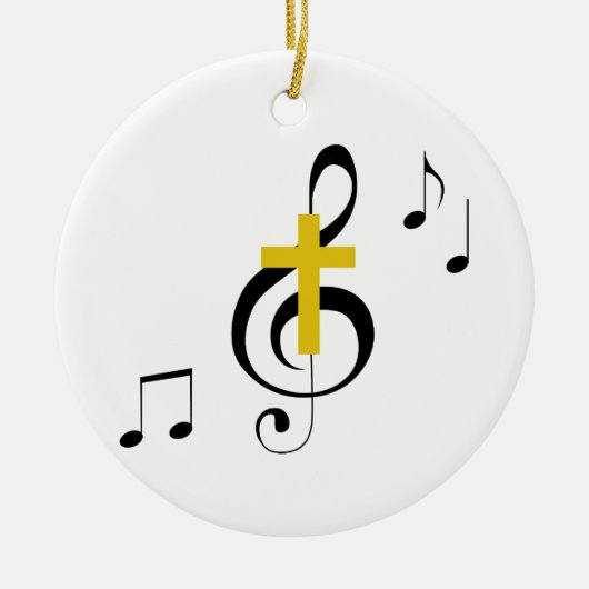 Treble Clef und Cross Keramik Ornament (Vorne)