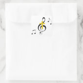 Treble Clef und Cross Quadratischer Aufkleber (Tasche)