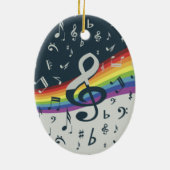 Treble Clef Wave Rainbow Colors Keramik Ornament (Hinten)