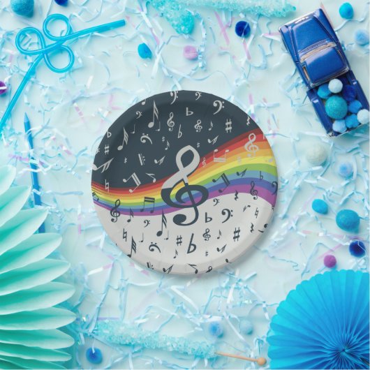 Treble Clef Wave Rainbow Colors Pappteller (Party)
