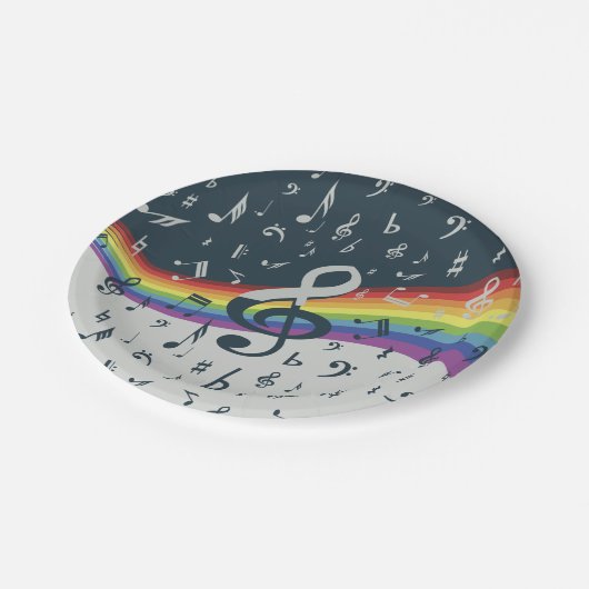 Treble Clef Wave Rainbow Colors Pappteller (Schrägansicht)