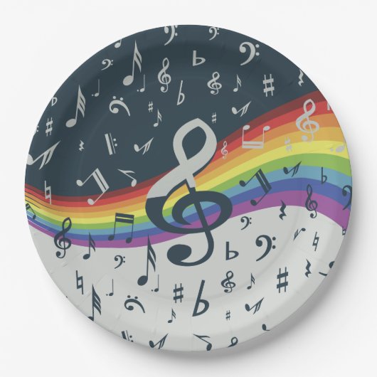 Treble Clef Wave Rainbow Colors Pappteller (Vorderseite)