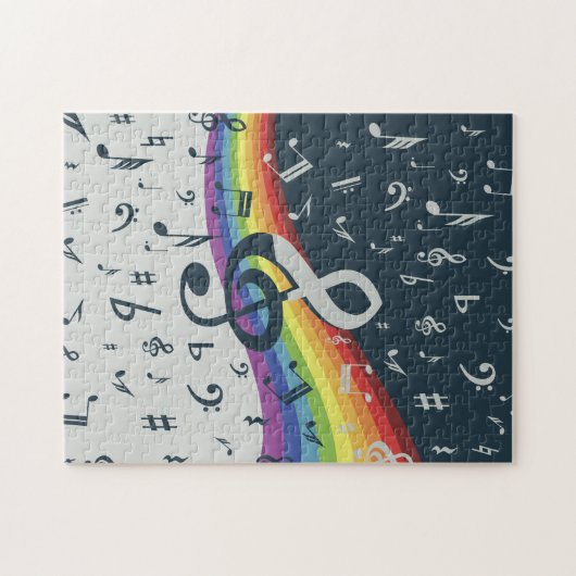 Treble Clef Wave Rainbow Colors Puzzle (Horizontal)