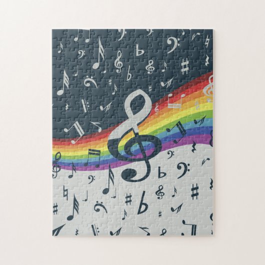 Treble Clef Wave Rainbow Colors Puzzle (Vertikal)