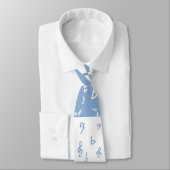 Treble Clef Wave Sky Blue und White Krawatte (Gebunden)