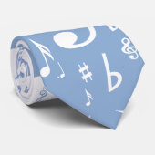 Treble Clef Wave Sky Blue und White Krawatte (Gerollt)