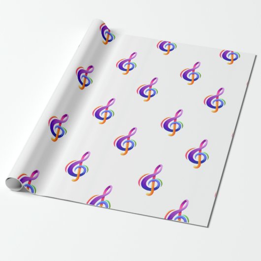 Treble Clef White Geschenkpapier (Ungerollt)