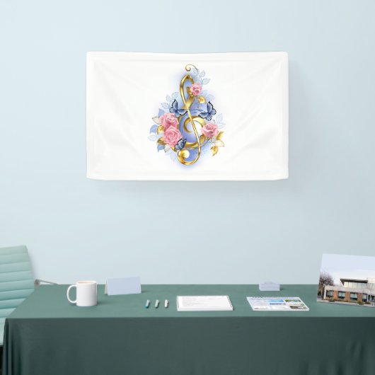 Treble clef with Pink Roses Banner (Messe)