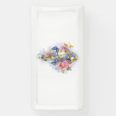 Treble clef with Pink Roses Banner (Vertikal)