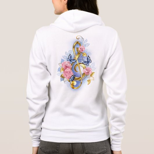 Treble clef with Pink Roses Hoodie (Rückseite)