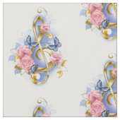 Treble clef with Pink Roses Stoff (Nahaufnahme)