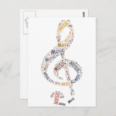 Treble Clef Word Art Postkarte (Vorne/Hinten)
