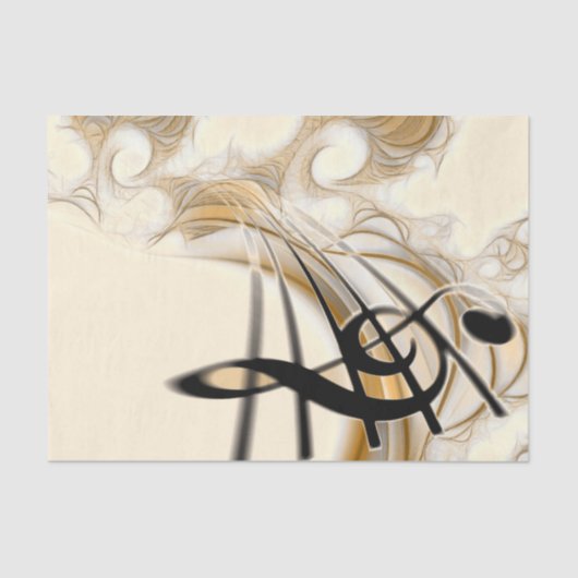 Treble Clef Zusammensetzung Gold Musician Decoupag Seidenpapier (Vorderseite)