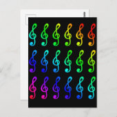 Treble Clefs Musical Notes Colorful Rainbow Colors Postkarte (Vorne/Hinten)
