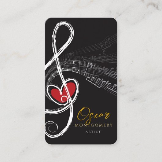 Treble Liebe Heart Music Notes Symphony Visitenkarte (Vorderseite)