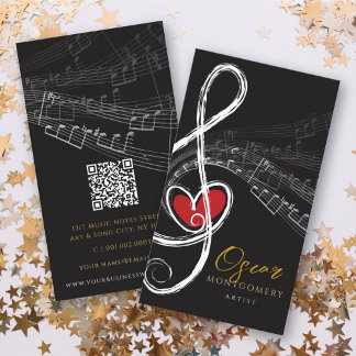 Treble Liebe Heart Music Notes Symphony Visitenkarte