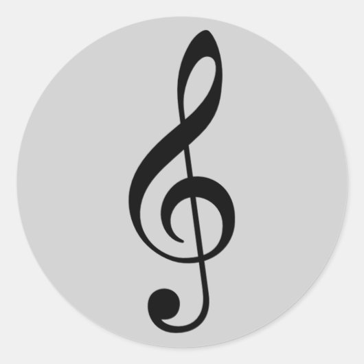 TREBLE SCHLÜSSEL ICON RUNDER AUFKLEBER (Vorderseite)