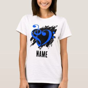 Treble und Bass Clef Heart Royal Blue individuell T-Shirt