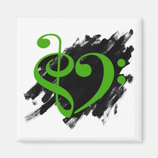 Treble und Bass Clef Musical Herz Green Magnet (Vorne)