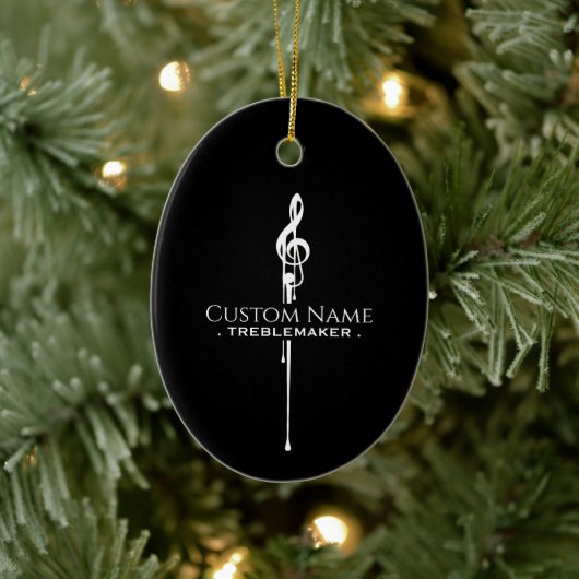 Treblemaker Funny Music Pun Classy Black G-Clef Keramik Ornament (Baum)