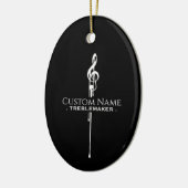 Treblemaker Funny Music Pun Classy Black G-Clef Keramik Ornament (Links)