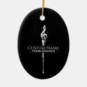 Treblemaker Funny Music Pun Classy Black G-Clef Keramik Ornament (Vorne)