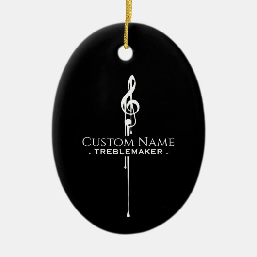 Treblemaker Funny Music Pun Classy Black G-Clef Keramik Ornament (Vorne)