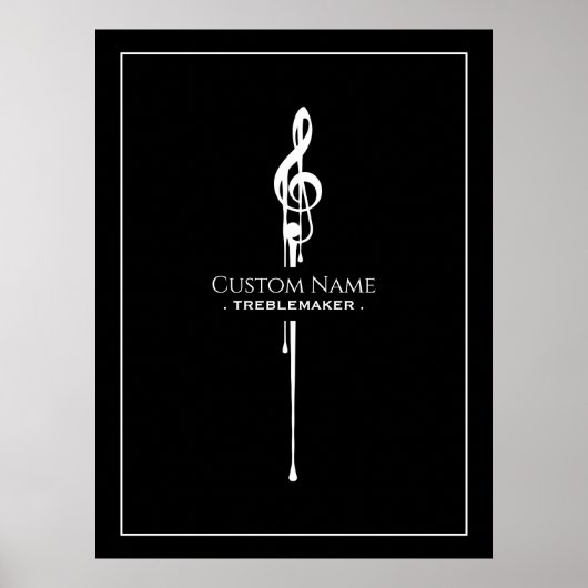 Treblemaker Funny Music Pun Classy Black G-Clef Poster (Vorne)