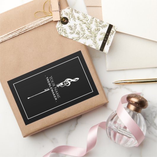 Treblemaker Funny Music Pun Classy Black G-Clef Rechteckiger Aufkleber (Schenken)