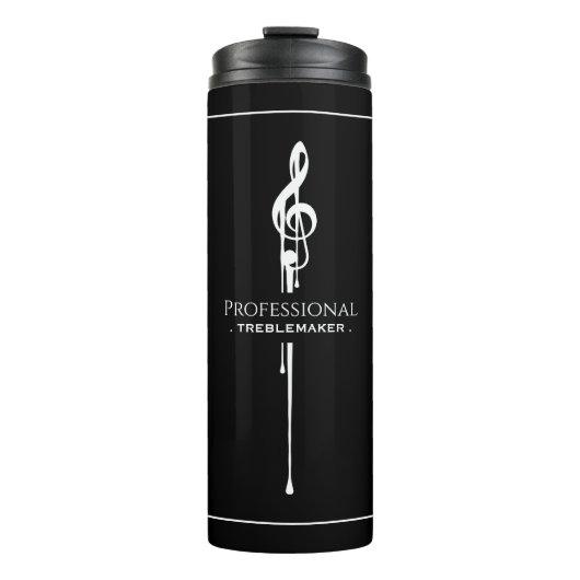 Treblemaker Funny Music Pun Classy Black G-Clef Thermosbecher (Vorderseite)