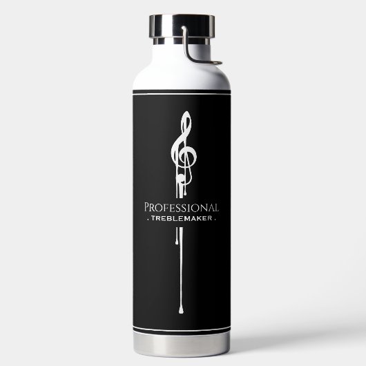 Treblemaker Funny Music Pun Classy Black G-Clef Trinkflasche (links)