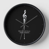 Treblemaker Funny Music Pun Classy Black G-Clef Uhr (Vorderseite)