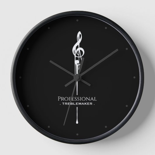 Treblemaker Funny Music Pun Classy Black G-Clef Uhr (Vorderseite)