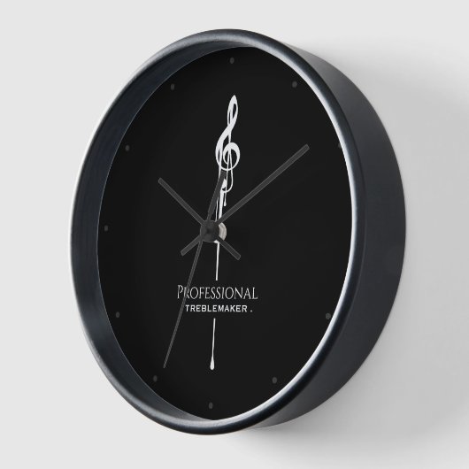 Treblemaker Funny Music Pun Classy Black G-Clef Uhr (Winkel)