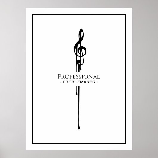 Treblemaker Funny Music Pun White G-Clef Poster (Vorne)