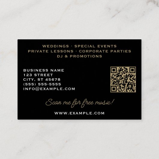 Treblemaker White Hot G Clef auf klassisch schwarz Visitenkarte (Rückseite)