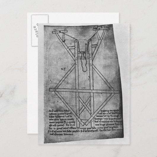 Trebuchet, Maschine zum Pfeile werfen Postkarte (Vorne/Hinten)