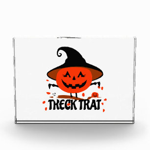 Treck Trat Pumpkin Lächeln Fotoblock