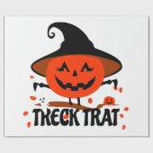 Treck Trat Pumpkin Lächeln Geschenkpapier (Flach)