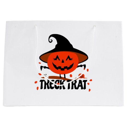 Treck Trat Pumpkin Lächeln Große Geschenktüte (Vorderseite)