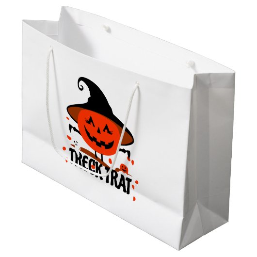 Treck Trat Pumpkin Lächeln Große Geschenktüte (Vorderseite Schrägansicht)