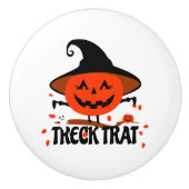 Treck Trat Pumpkin Lächeln Keramikknauf (Vorderseite)